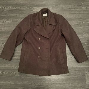 Olive Green Short Pea Coat, XL